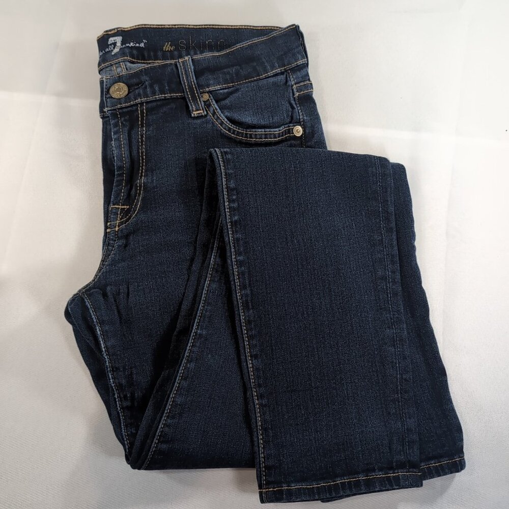 7 For All Mankind Jeans 27 The Skinny Blue Dark Wash Denim Pants Midrise